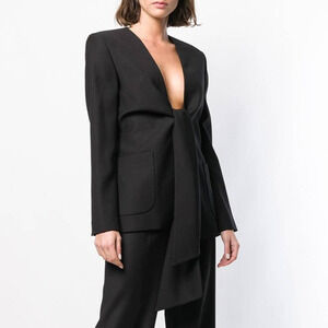 Osman Spencer Jacket Wool Tie Front Black 12